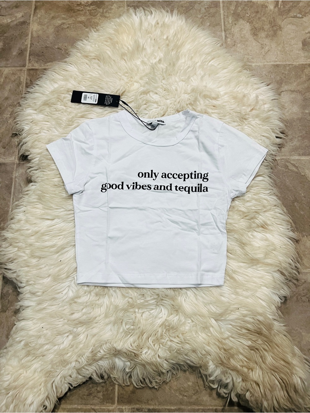 FN 'Only Accepting Good Vibes and Tequila' White Graphic Tee NWT